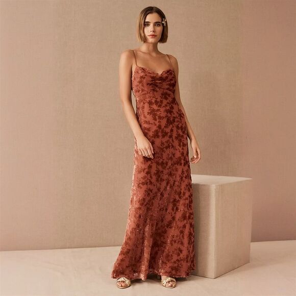 JENNY YOO Rory Velvet Cowl Neck Dress Gown - Size 2 - Picture 1 of 11